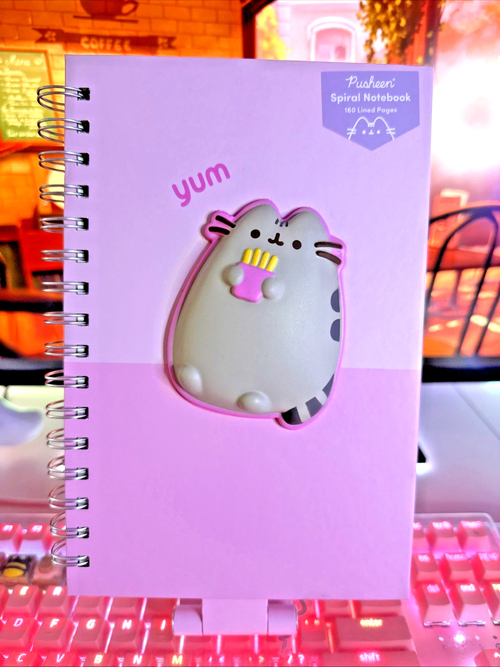 Pusheen Pink Notebook Yum Fries Squishy 3D Cover 160 Lined Pages 2025 Spiral